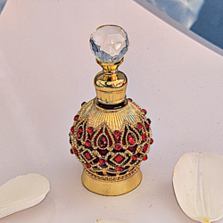 1bottle_gold_red_001 Golden Bottle Red Diamond, 15ml Essential Oil Perfume Bottle, Reusable For Fragrance, Essential Oils, 1pc