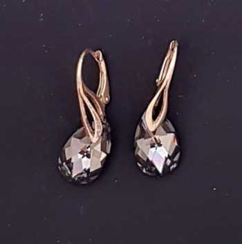 Sidabriniai auskarai su Swarovski sidabrinės nakties spalvos kristalu