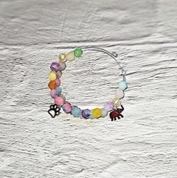 Natural Stone Faceted Jaspers Beads Bracelet 8 mm, With Stainless Steel Elephant and Peduncle, Healing Energy