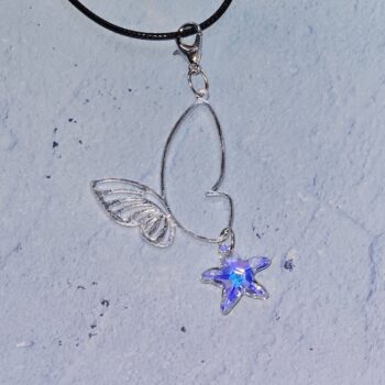 Big Butterfly Shaped Zinc Alloy Pendant, Crystal Seafish Pendant, Accessory, Necklace